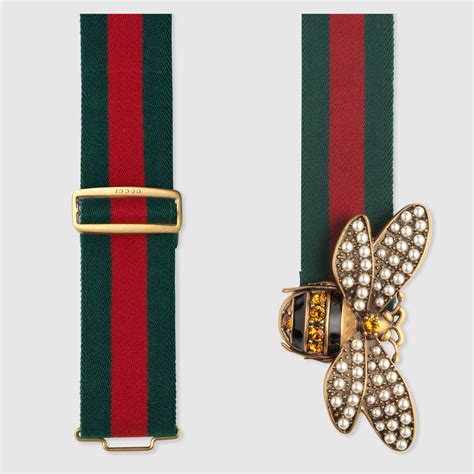 gucci bee stripe leather pouch|Gucci bee belt.